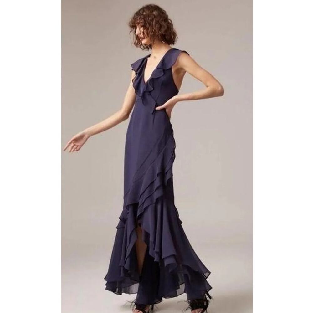 C/MEO COLLECTIVE Be About You Navy V-Neckline Long Gown Dress Size Medium
